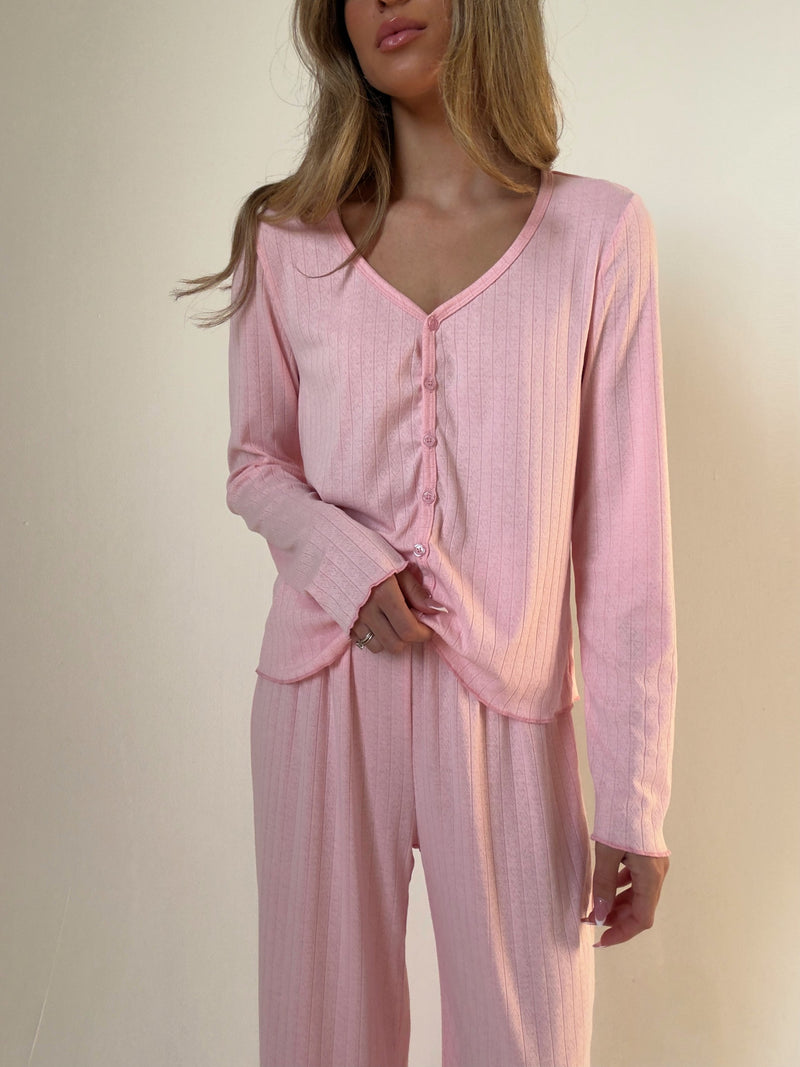 Danielle pink fontal Pajamas In cotton